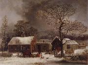George Henry Durrie Winter Scene in New Haven,Connecticut Sweden oil painting artist